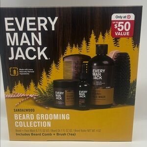 Every Man Jack Sandalwood Beard Grooming Set - Black and Brown